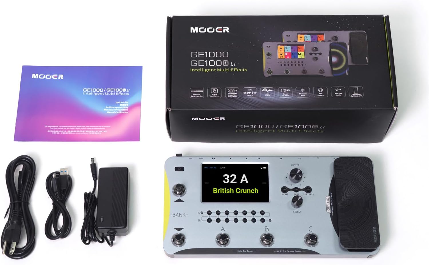 MOOER GE1000 Guitar Multieffects Pedal Processor WIth 5