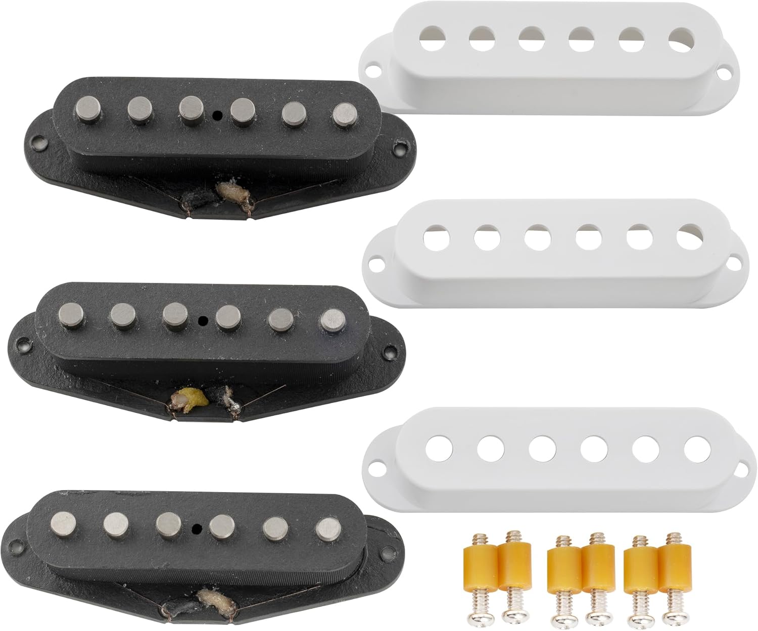The Revival Pickups RPS1 Vintage Classic Alnico 5/Alnico 3 Strat Single Coil Pickups Neck Middle Bridge Pickup Set for Stratocaster Style Electric Guitar, White