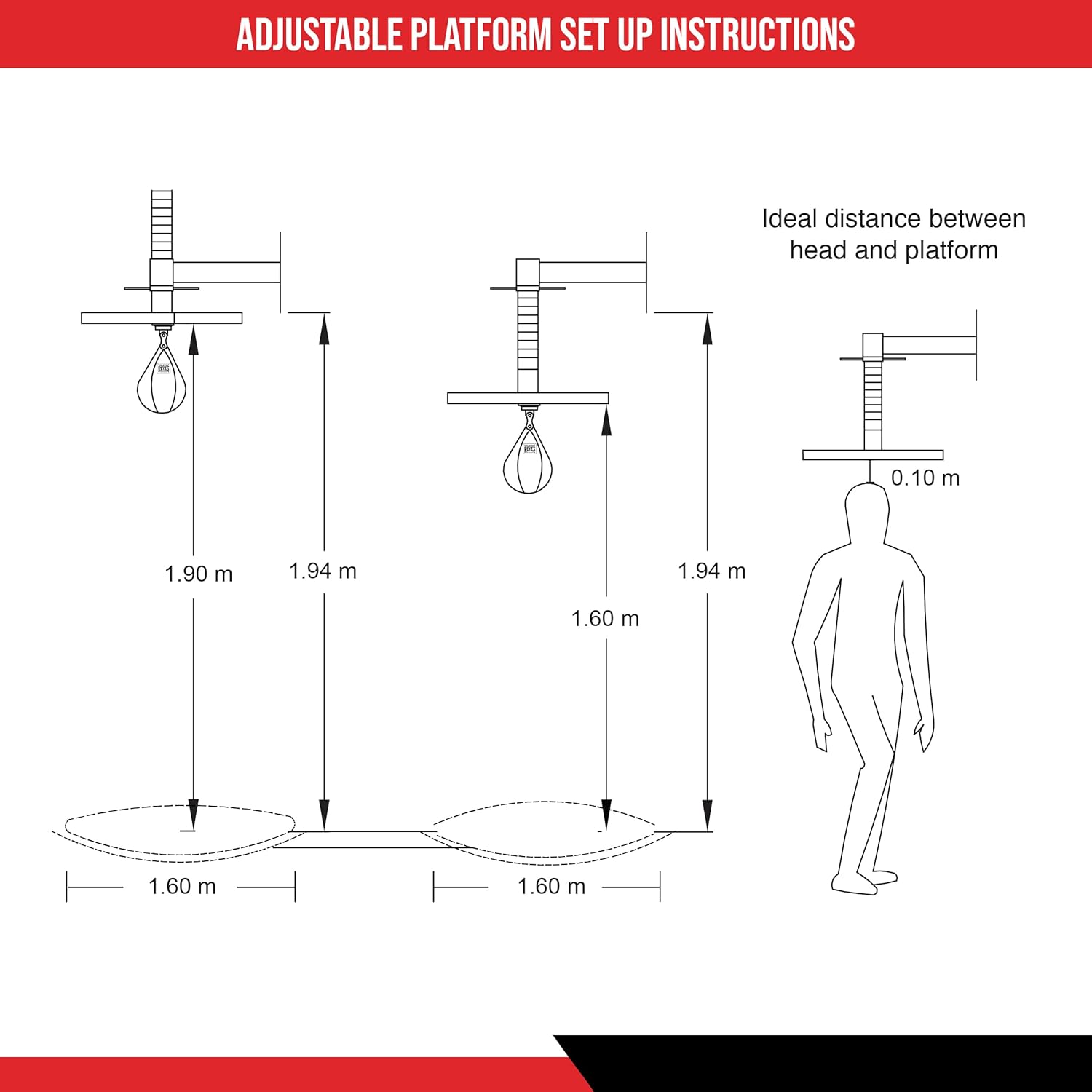 CLETO REYES Speed Bag Platform with Wall Mount, Punching Bag Accessories, Professional Boxing Equipment for Training at Home, MMA, Kickboxing, Muay Thai