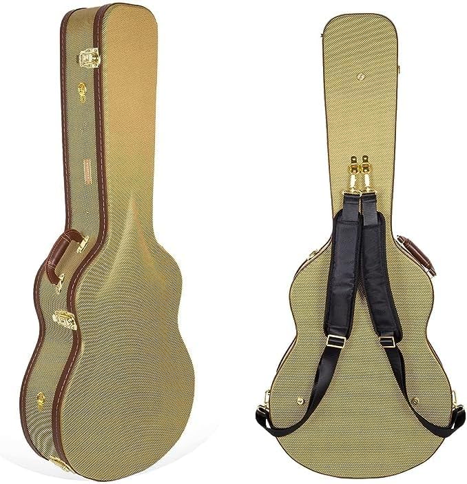 Crossrock Deluxe Wood Case for 335 Style 6 string Semi-Hollow Electric Guitars, with removable straps, interior compartment-Tweed (CRW700SATW)