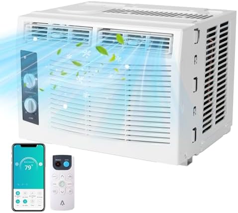 5,000 BTU Window Air Conditioner - Efficient Cooling for Rooms up to 150 Sq. Ft. - Easy-to-Use Mechanical Controls - Reusable Filter- Ideal for Small Bedrooms,Living Rooms,and Home Offices,White