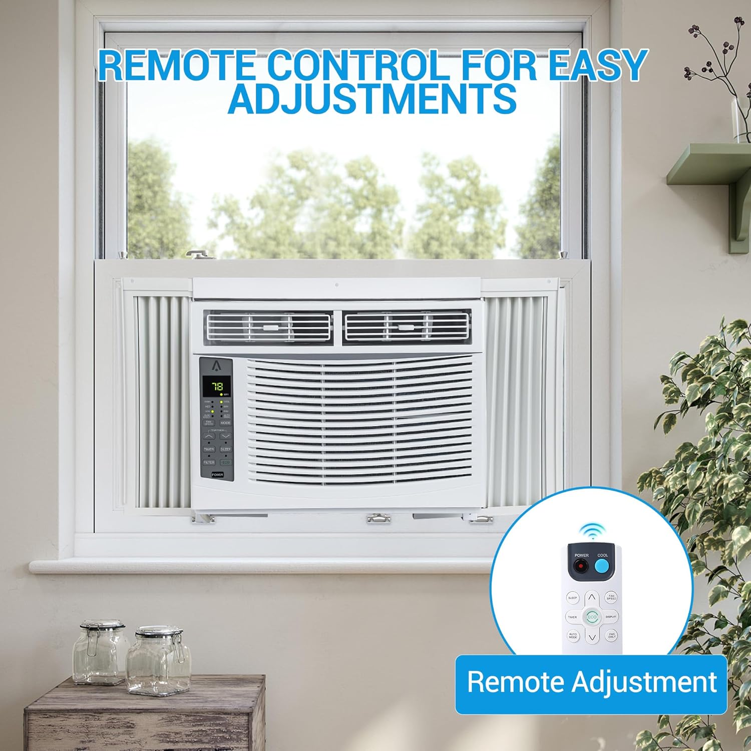 Towallmark 6,000 Btu Window Air Conditioner, Cools Up to 250 Sq. Ft with Cooling, Dehumidifier, 3 Fan Speed, Window-Mounted Room Ac Window Unit with Remote, Easy Install Kit for Home
