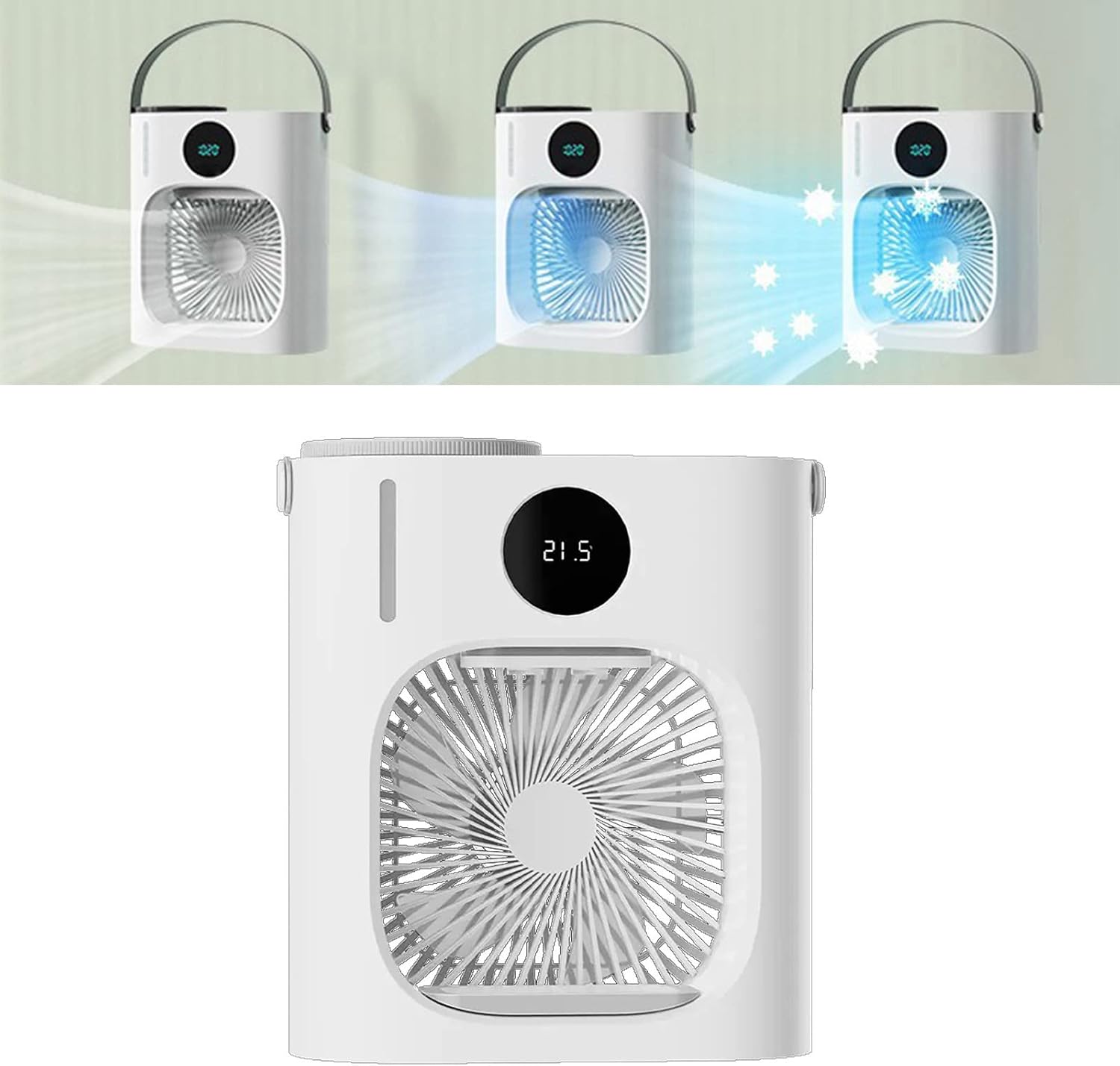 Zerodis 3 Speeds Low Noise Cooling Humidifying USB Summer Portable Table Air Cooler Whole House Air Circulation Humidifier for Bedroom Living Room Mini Conditioner 900ml