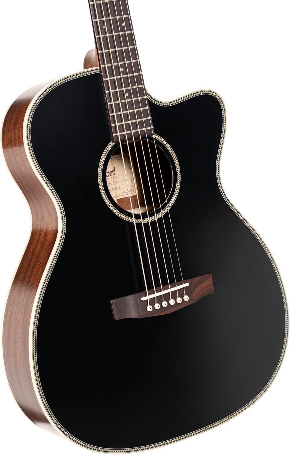 Cort Essence Series ES-OC4 Orchestra Model Cutaway Acoustic Electric Guitar, Black Top Semi Gloss (OC4BTSG)