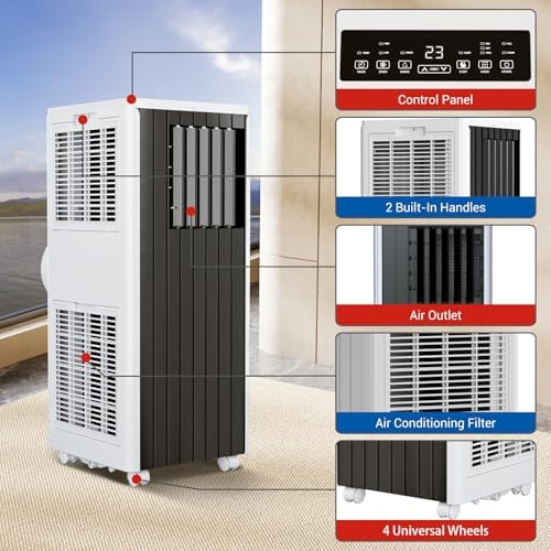 Portable Air Conditioners 8000 BTU Portable AC for Room up to 350 Sq. Ft, 3 in 1 AC Unit with 24H Timer, Smart Sleep Mode, Remote Control, Air Cooler for Large Room Indoor