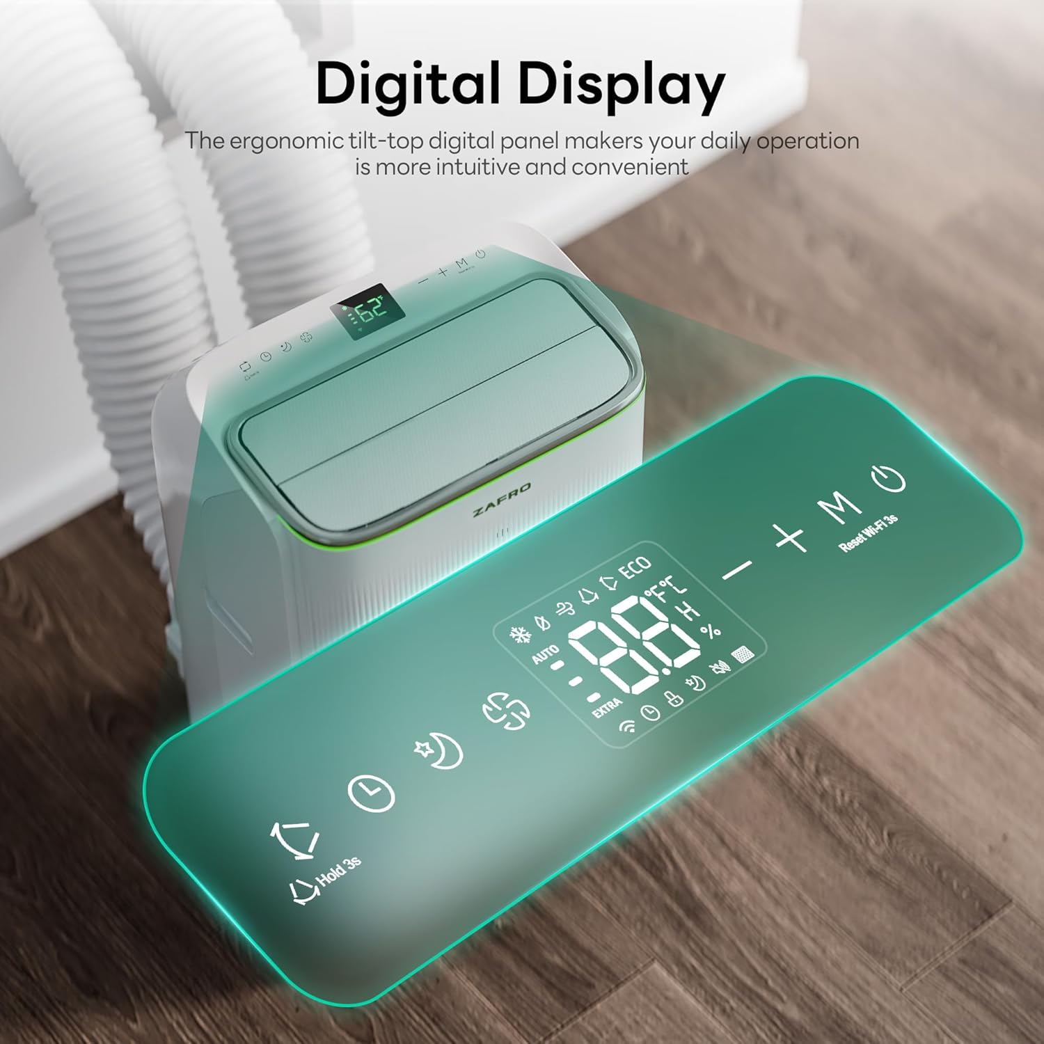 ZAFRO 14,000 BTU (10,000 BTU SACC) Inverter Portable Air Conditioners, Smart AC with Ultra Quiet(42dB)/Drainage-free Cooling/24Hrs Timer/APP/Remote/Cool, Fan & Dehumidifier Modes for Indoor rooms