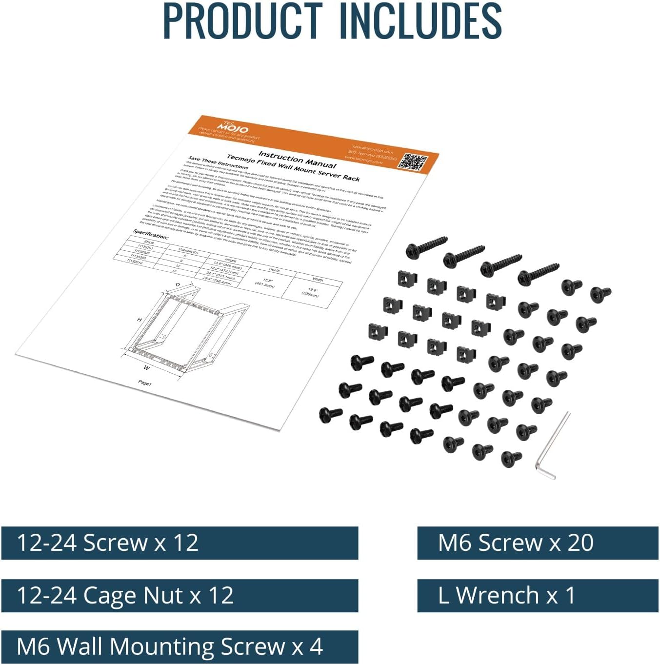 Tecmojo 9U Fixed Wall Mount Network Rack 15.8inch Depth Open Frame for Server Data/AV/IT/Communication/Computer Equipment/Patch Panel Heavy Duty