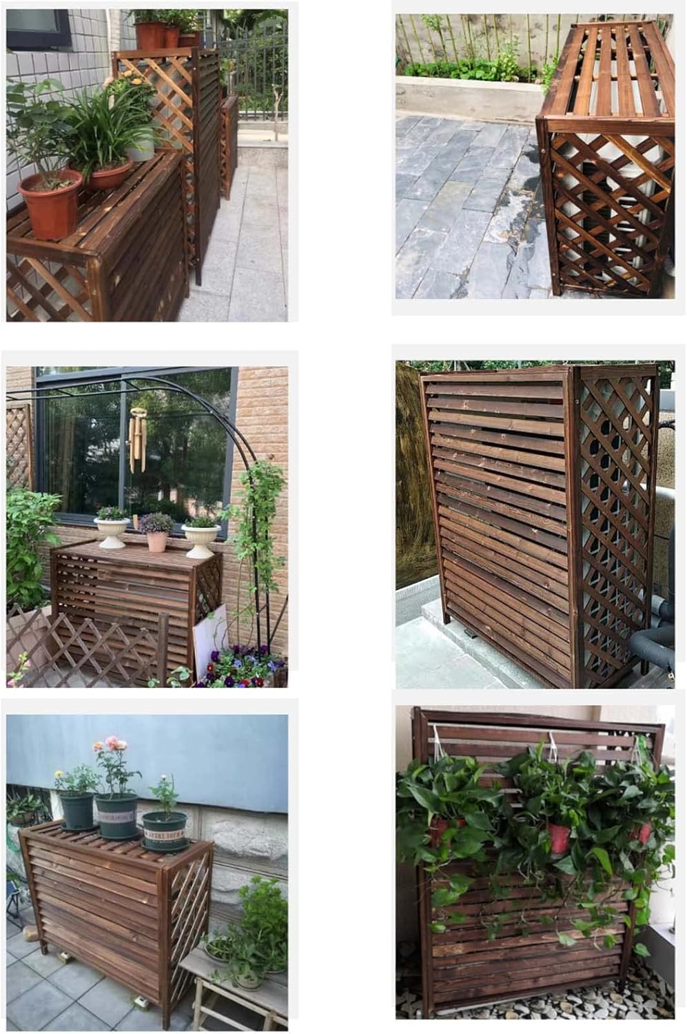 Outside Units Central Air Conditioning Cover Privacy Fence Screen,preservative Wood Air Conditioner Flower Stand Louver Grill Dust Cover, Decorative Garden Terrace Freestanding Privacy Fence