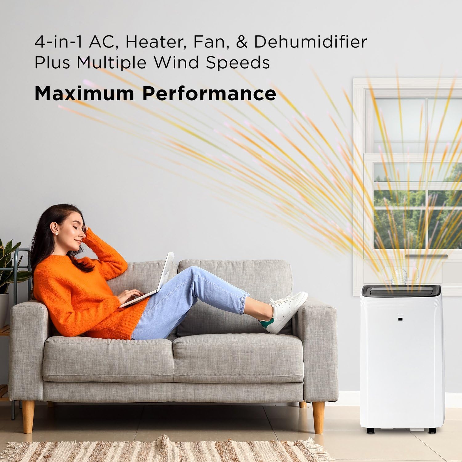 TCL H10PH36W 10,00 SACC BTU Smart Portable Air Conditioner with Heat, Fan & Dehumidifier Modes, 450 Sq. Ft, Remote Control, Compatible with Alexa/Google Assistant, Install Kit Included, White