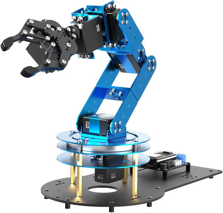 Robotic Arm for Arduino AI Vision Voice Interaction 6DOF Serial Bus Servo Smart Robot Arm, STEM Project Educational Robot & Engineering Kits, Science/Coding/Programming Set, LeArm AI Intermediate Kit