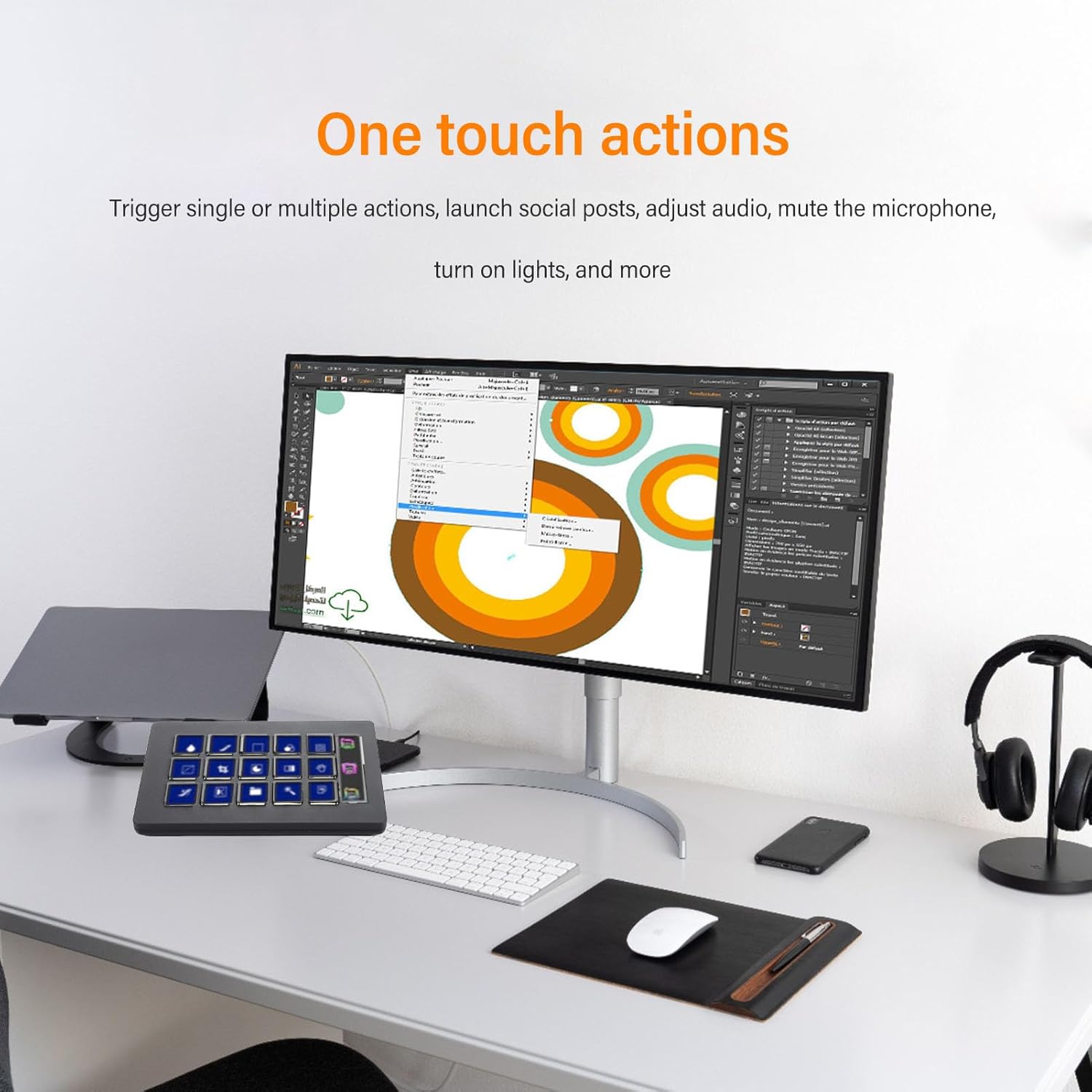 15 Keys LCD Custom Keyboard, Streaming Studio Controller Keypad for 4KCU, for OBS, for, for, for, for Discord, for Spotify