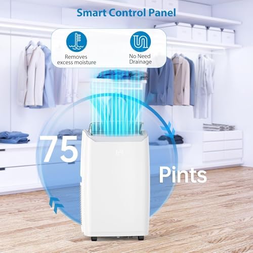 14000Btu Portable Air Conditioner Cools up to 750 Sq.Ft, 3-in-1 Quiet Portable AC Unit with Remote Control & Installation Kits for Large Room, 3 Speed, Auto Swing, 24H Timer