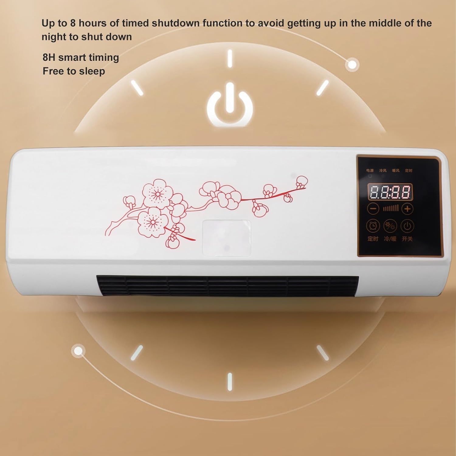 ZJchao Small Dual Use Electric Heater Fan, Electric Air Conditioner Space Heater Fan Heating Wall Mount Indoor Wind and Heater Air Conditioning for Bedroom Living Room