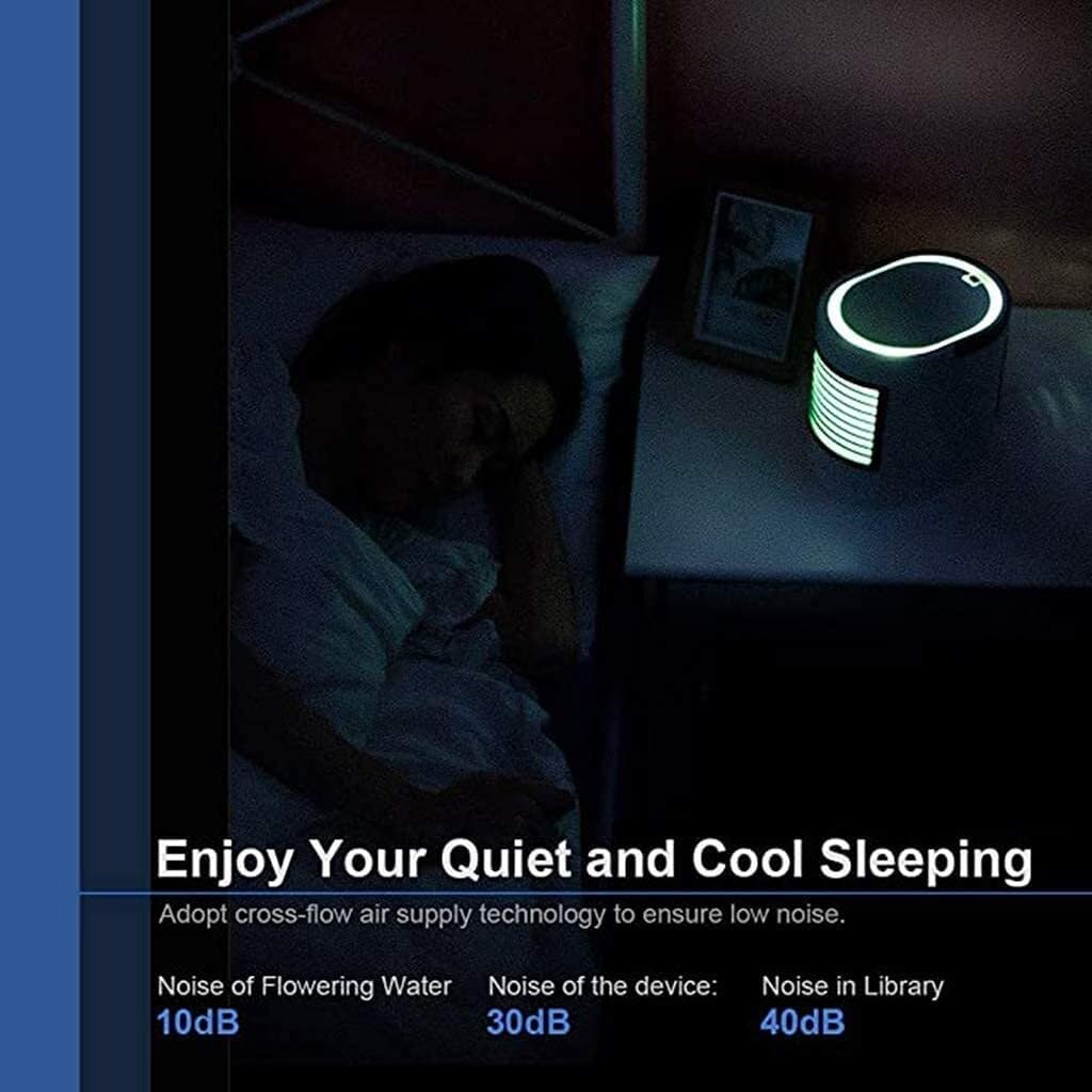 Portable Air Cooler for Home & Office, Mini Air Conditioner with 3 Speed Levels, Humidifier, 7 Color Night Light, and 380ml Water Tank