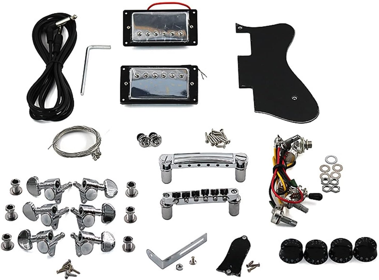 FLFL Unfinished Electric Guitar Kits Semi Hollow Body Flamed Maple Top Veneer All Hardware Unfinished Guitar Kit