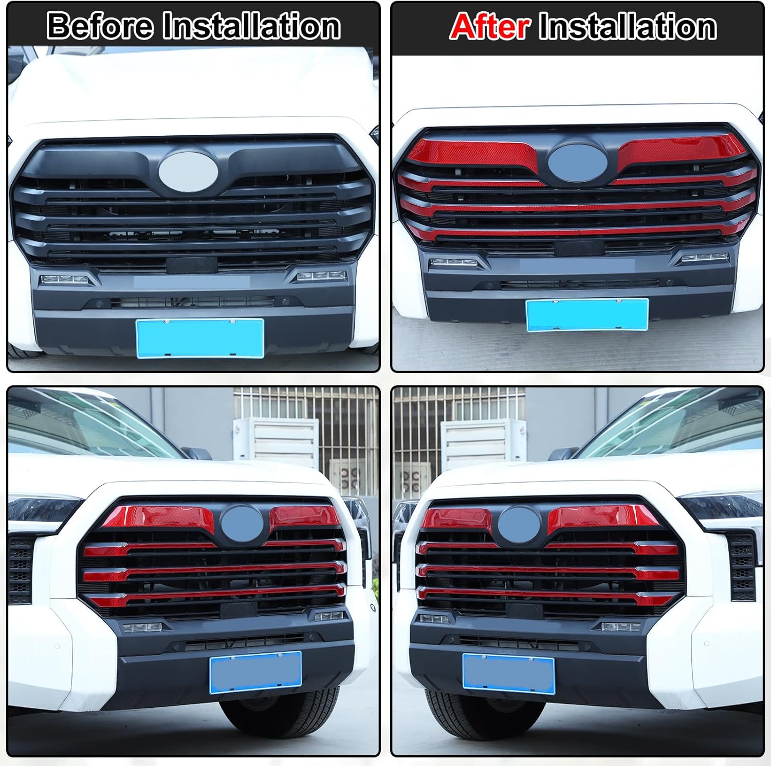 Aunginsy Car Front Bumper Grille Trim Sticker Fit Toyot@a Tundra 2022-2024 Truck Real Carbon Fiber Front Lip Bumper Upper Grill Molding Strips Decorative Cover Protect Sticker Exterior Accessories