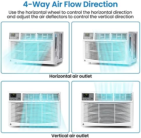 Litake 8,000 BTU Smart Window Air Conditioner - Cool up to 350 Sq. Ft. with Remote Control and WiFi, Energy Saving, Quiet, Dehumidification, Cooling only, White
