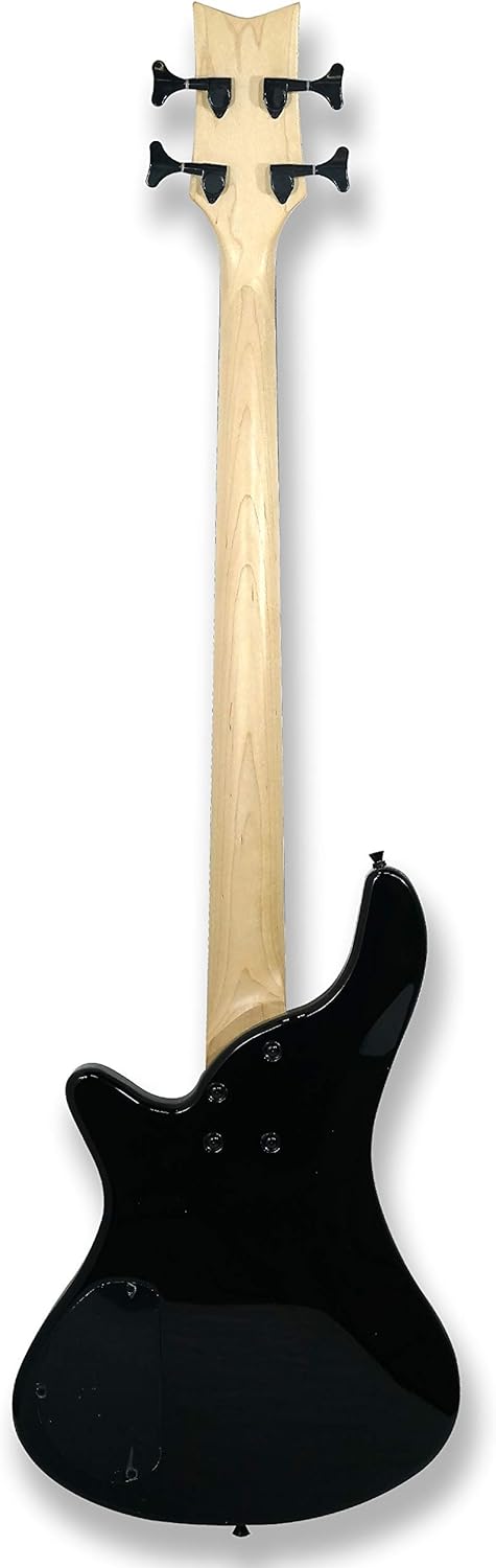 TARIO 4 String Black Fretless Electric Bass, Bolt-on Maple Neck, Poplar Body