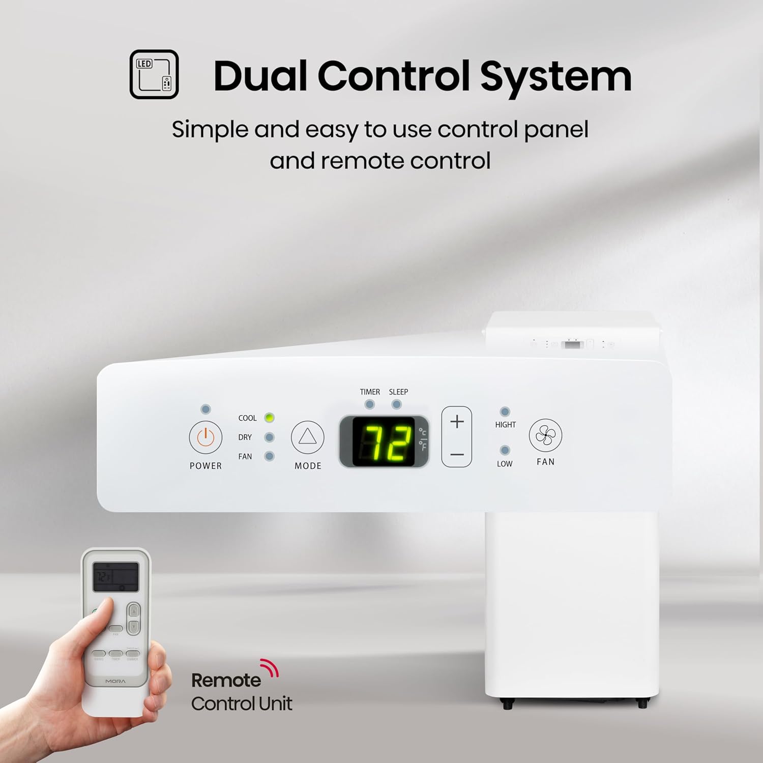 Mora Mora by Hisense 6,000 BTU (DOE), 8,800 BTU (ASHRAE), Portable Air Conditioner, 3 Operating Modes (Cool, Dry, Fan), Cools up to 250 SF, Remote Control and Window Vent Installation Kit Included