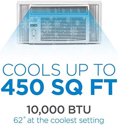 BLACK+DECKER Window Air Conditioner 10000 BTU, AC Window Unit Cools Up to 450 Square Feet, Window AC Unit with Remote Control, 3 Cooling Speeds and Fan Only Function, BD10WT6, White