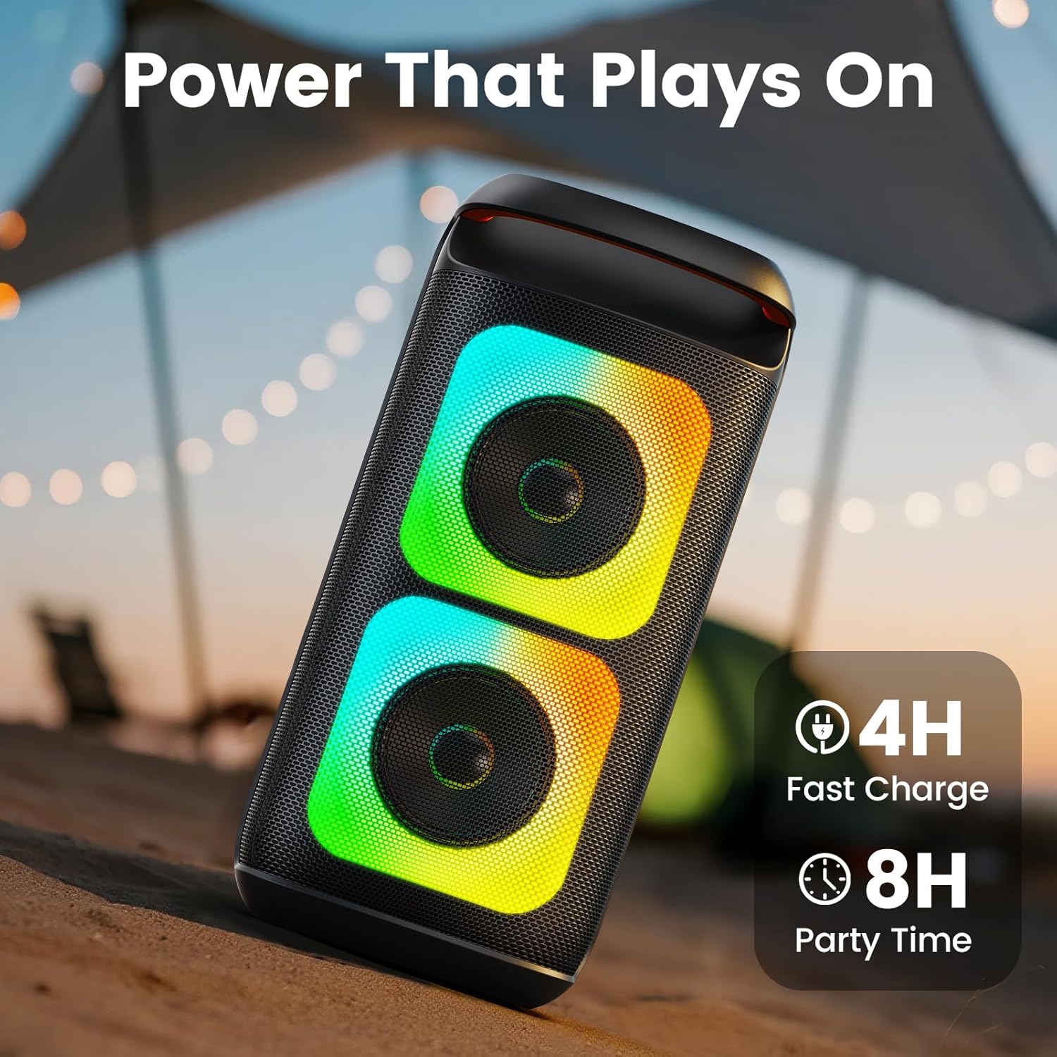 Karaoke Machine with 2 Wireless Microphones, Portable Bluetooth Karaoke for Adults, Powerful Dual 8