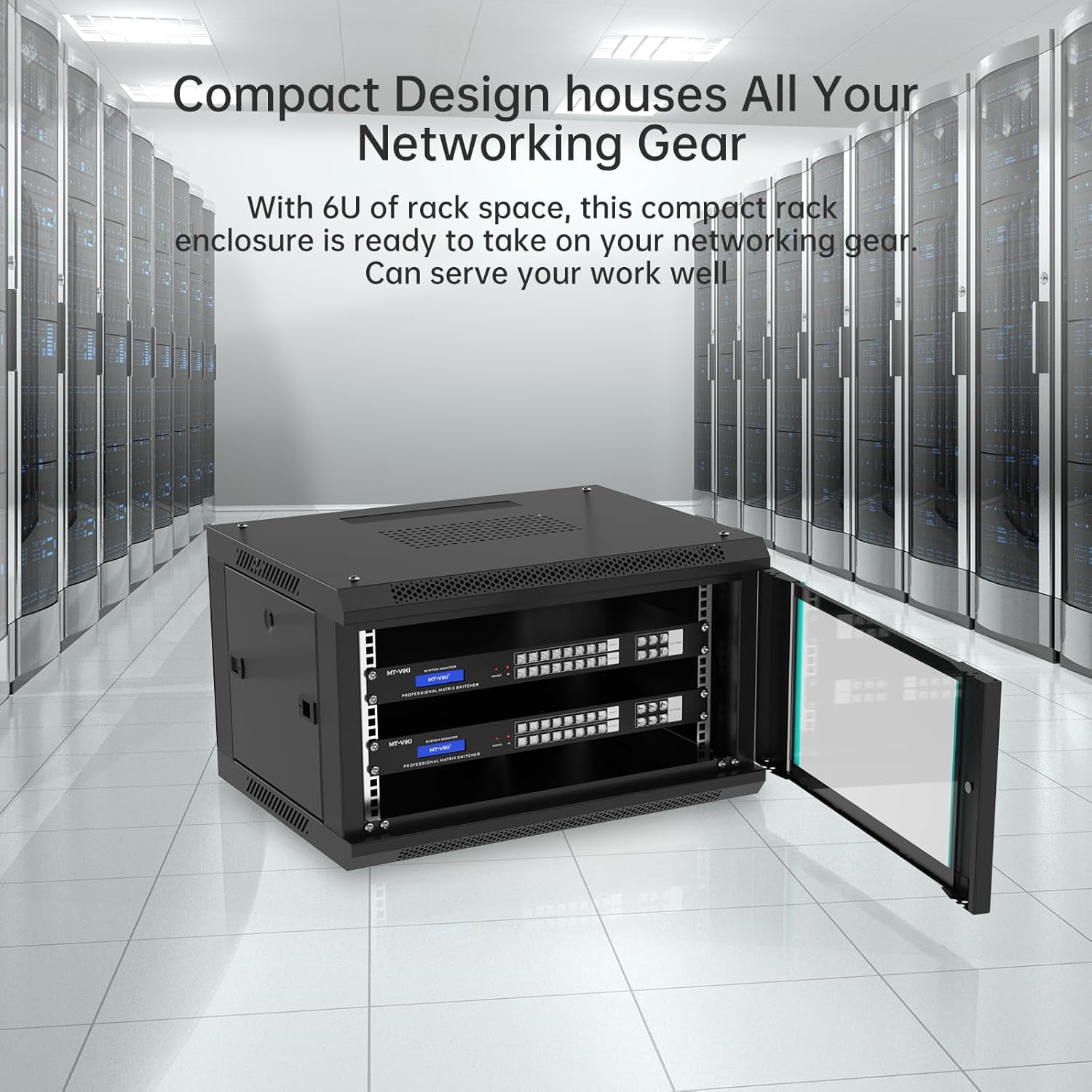 MT-VIKI 6U Wall Mount Server Cabinet Network Rack Vented Enclosure, 0.8mm Thick, 17.7'' Deep (450mm), for 19'' IT Equipment, Included 1pcs 10'' Depth Rack Shelf