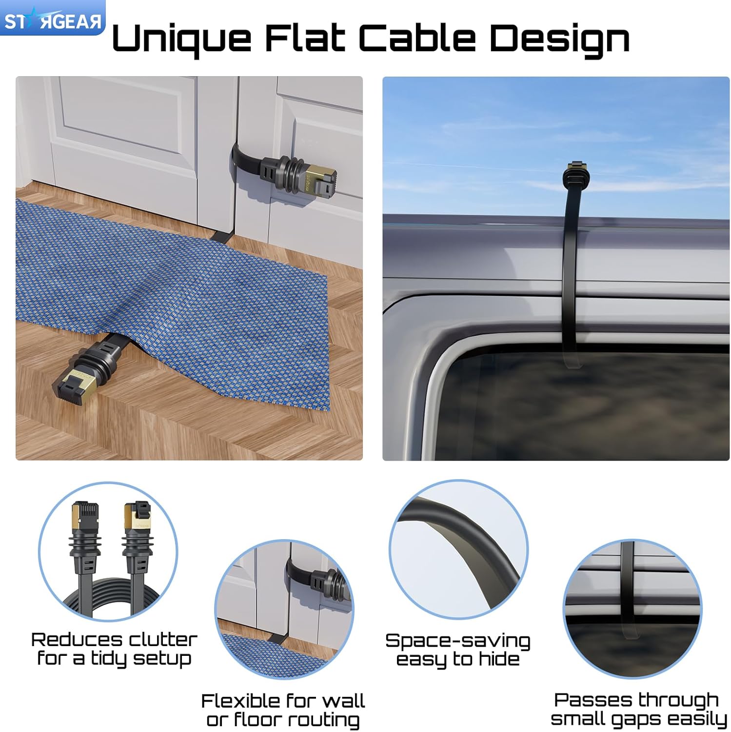 150FT Starlink Gen 3/Mini Cable, Starlink Flat Hidden Power Ethenet Cable, Starlink Accessories Extreme Slim Power Cord Shielded for Window Door