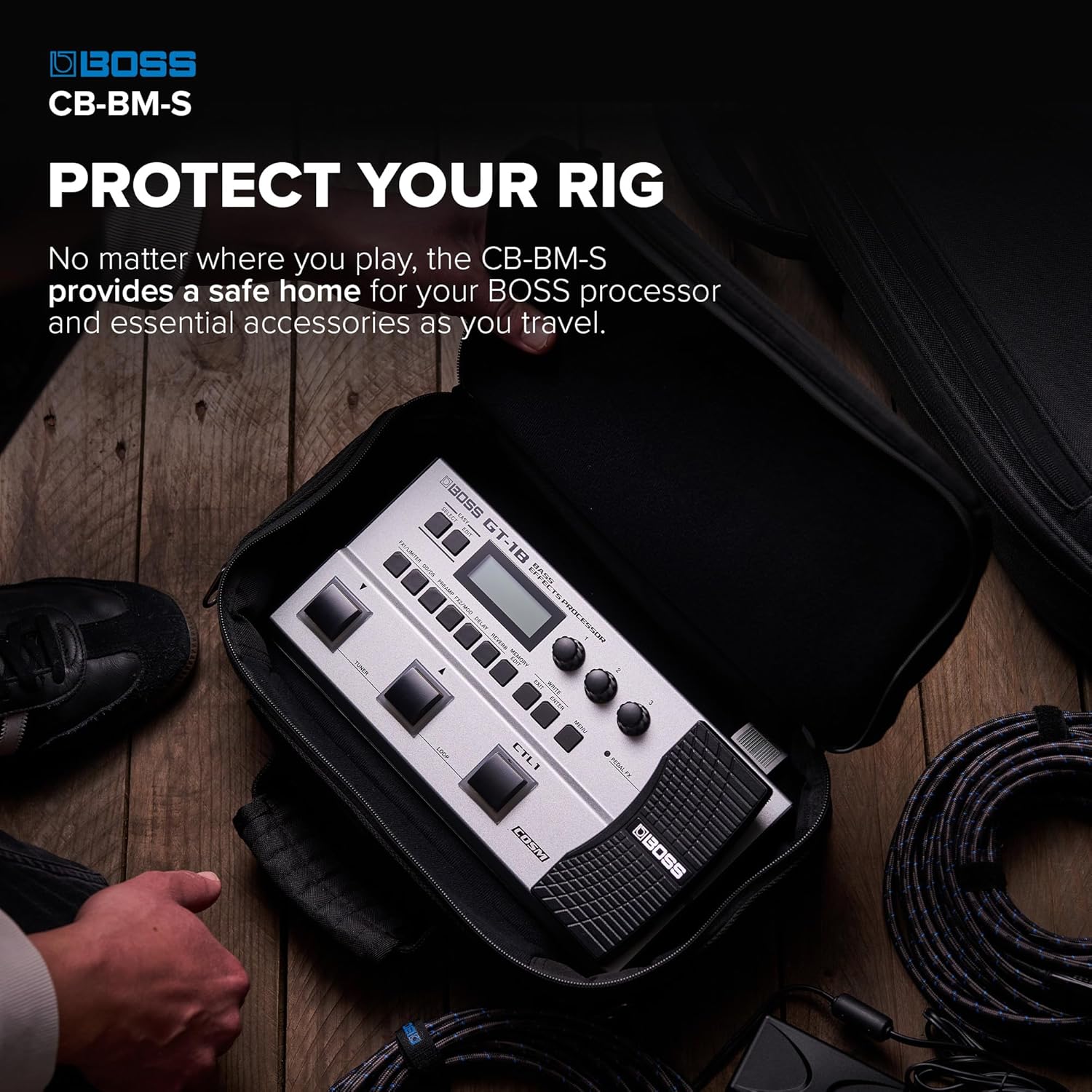 BOSS CB-BM-S | Compact Multi-Effects Case | Compatible GX-10, GT-1 & GT-1B | Lightweight & Durable | Thick Internal Padding | Adjustable Shoulder Strap | Versatile Accessory Pockets