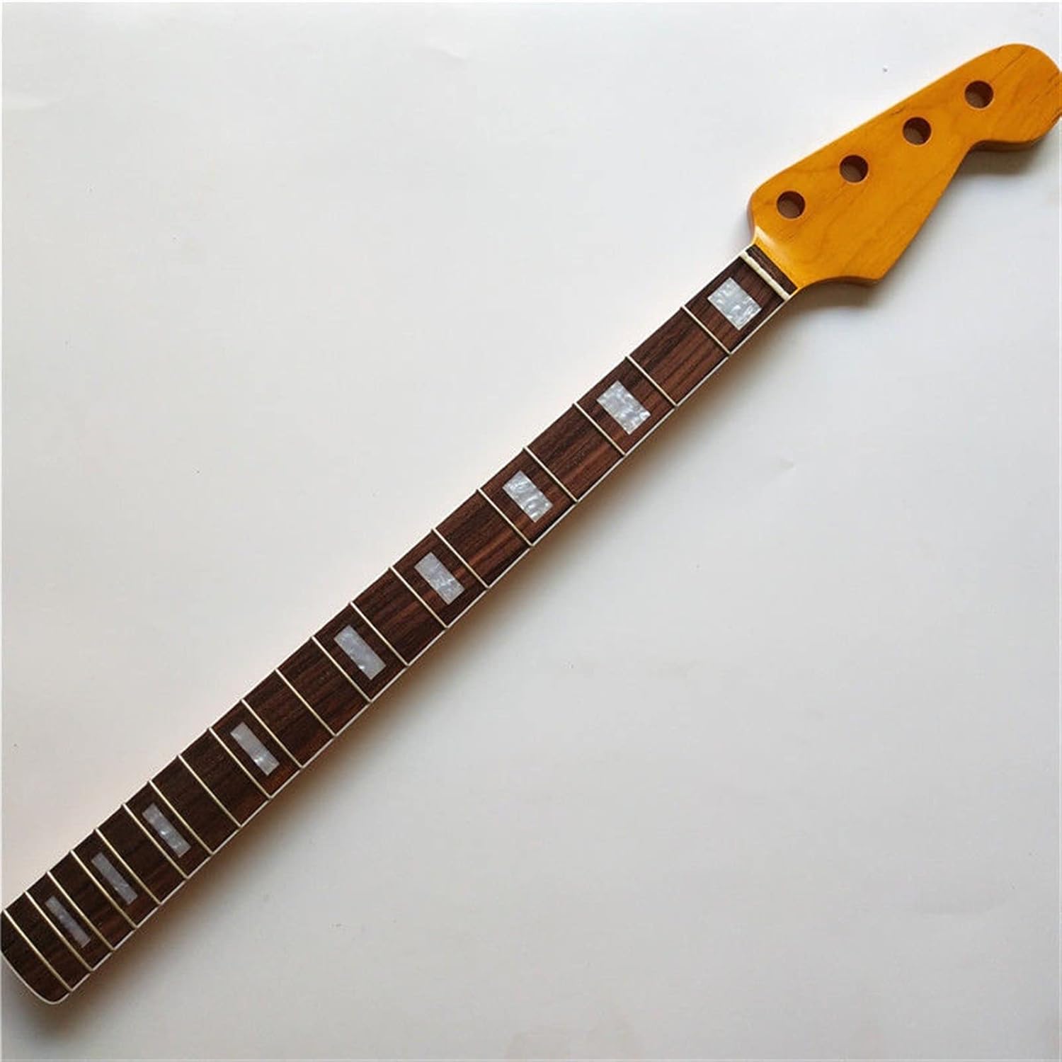 TSTS Maple 20 Frets Bass Guitar Neck Part 4 String Rosewood Fingerboard 34 Inch Yellow Guitar ​Neck Replacement
