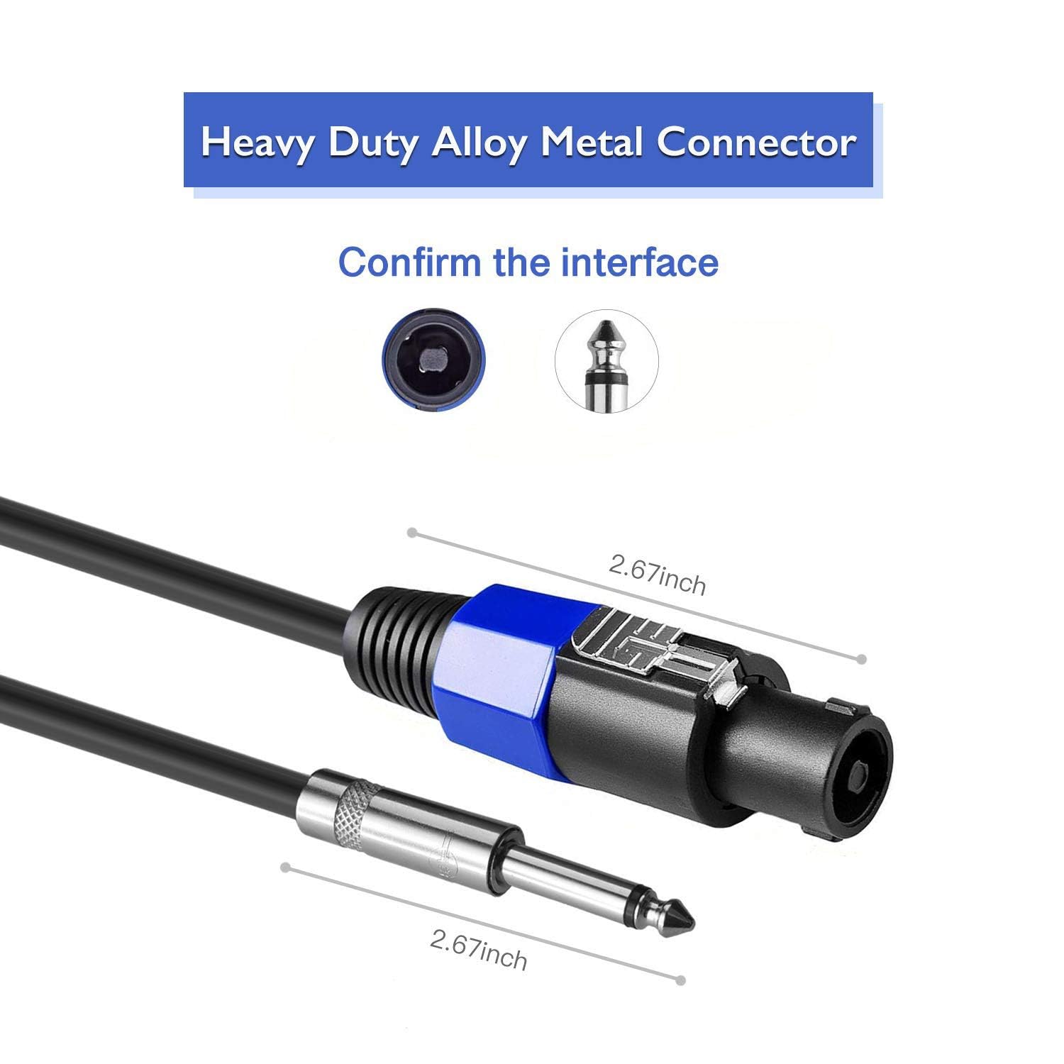 2Pack 50 ft Speakon to 1/4'' Cables & 2Pack 50 ft 1/4