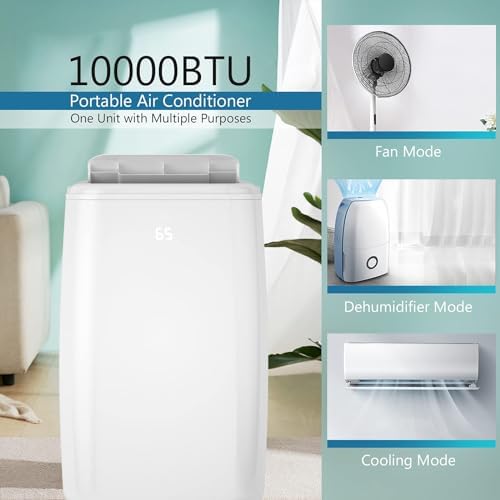 DORTALA 1,0000 BTU Portable Air Conditioner, 3-in-1 AC Unit with Remote Control, Dehumidifier, 3 Fan Speeds & Sleep Mode, Window Kit, Quiet AC Cools Rooms to 350 sq. ft