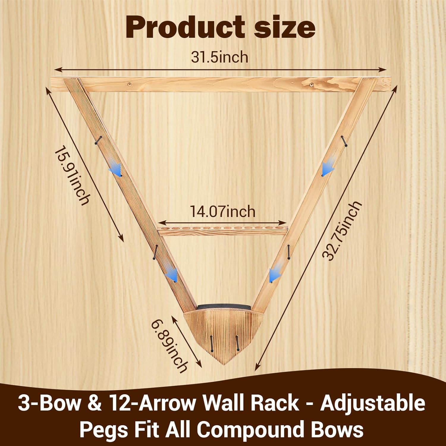 Wall Mounted Bow and Arrow Display Rack for Hunting and Archery Accessories 3-Bow Holder & 12-Arrow Storage Crossbow Holder Compound Bows Stand for Wall