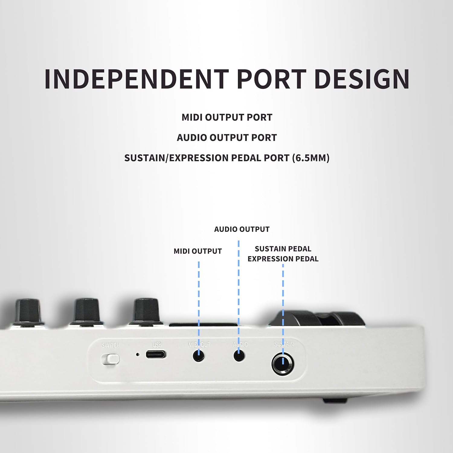 EROK 37 Keys MIDI Keyboard Controller with 3.5mm MIDI Output, 16 Backlit Drum Pads, 8 Knobs, DAW Integration & Arpeggiator, Music Production Equipment and Studio Controller (White)