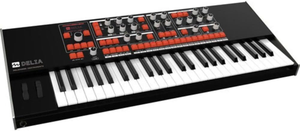 MELBOURNE INSTRUMENTS DELIA Motorized Morphing Polyphonic Synthesizer Bundle with 2x Kellards MID-P10T Pro MIDI to MIDI Cable 10 Feet