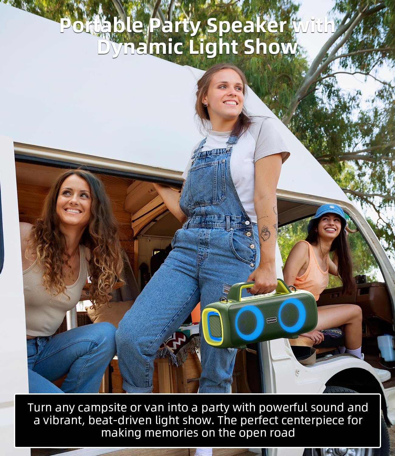 Portable Bluetooth Speaker Wireless,140W Peak Loud Sound with 2 Subwoofers and 2 Tweeters, Plus Bass Boost, IP65 Waterproof Outdoor Speaker, 24H Playtime, RGB Lights, TF/AUX/USB/Mic Input, Large Party