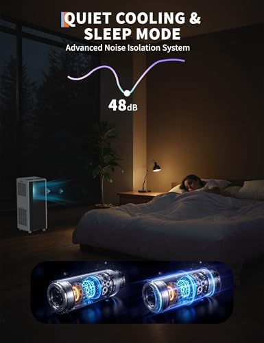 8000 BTU Portable Air Conditioner, 3-In-1 AC Unit with Cooling, Fan, Dehumidifier, Remote Control, Quiet Operation, Sleep Mode, for Small Rooms, Apartments, Window Kit Installation, White and Black