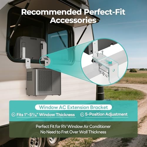 FOGATTI RV Window Air Conditioner, 6500 BTU Cools up to 120Sq.ft, 4-in-1 AC Unit and Lower Noise, Suitable For RV and House-workshop, included Window Installation Kits (Silver Grey)