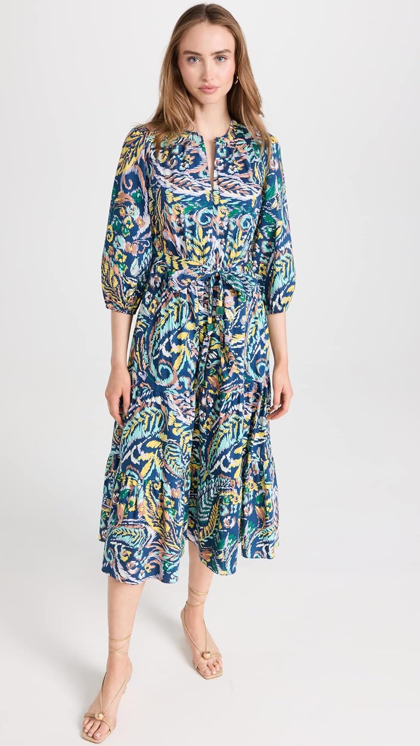 Shoshanna Women's Sunny Printed V-Neck Midi Dress