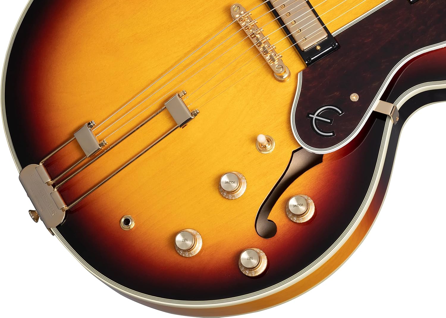 Epiphone Sheraton Semi Hollow Body, Vintage Sunburst and Gold Hardware with Gig Bag