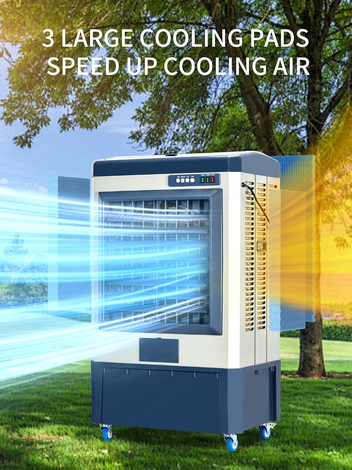 Uthfy 48” Evaporative Air Cooler, 6500 CFM Swamp Cooler Air Conditioner with 19 Gal Water Tank, 5 Ice Packs, 120° Oscillation, Portable AC with 3 Speeds for 16000 Sq.ft Outdoor, Patio, Warehouse Use