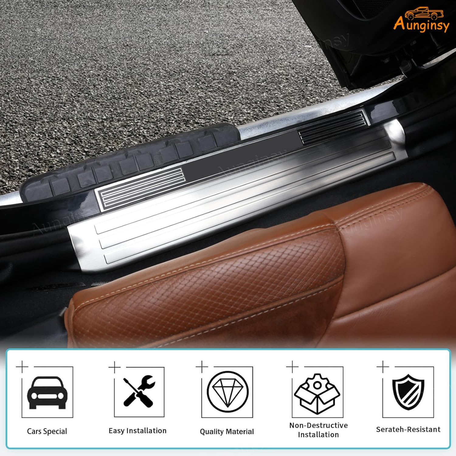 Car Door Sill Plate Protectors Compatible with Toyota Tundra 2007-2021 Car Door Entry Guards Sill Scuff Cover Step Protector Door Sill Scuff Plate Door Sill Cover Decoration Trim Internal Accessories