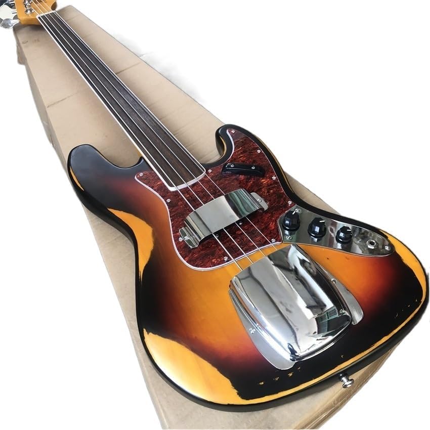 Custom Four-String Electric Bass in Sunset Color with Nitro Matte Paint - Perfect for Bassists Seeking a and High- Instrument with Professional Performance