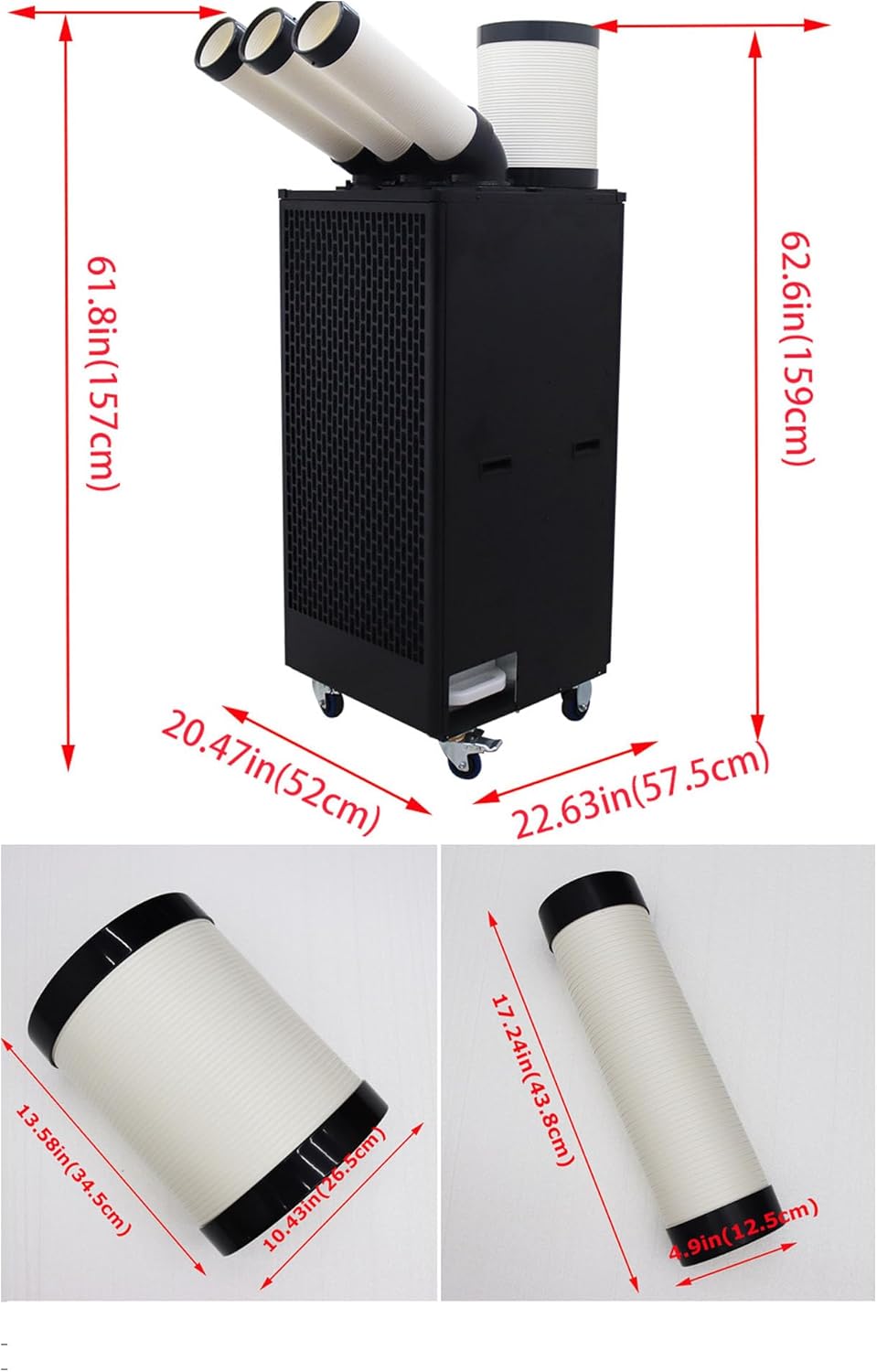 220V Industrial Air Conditioner Outdoor Air Conditioning Fan Equipment Three Tube 1000-1100m³/h Black