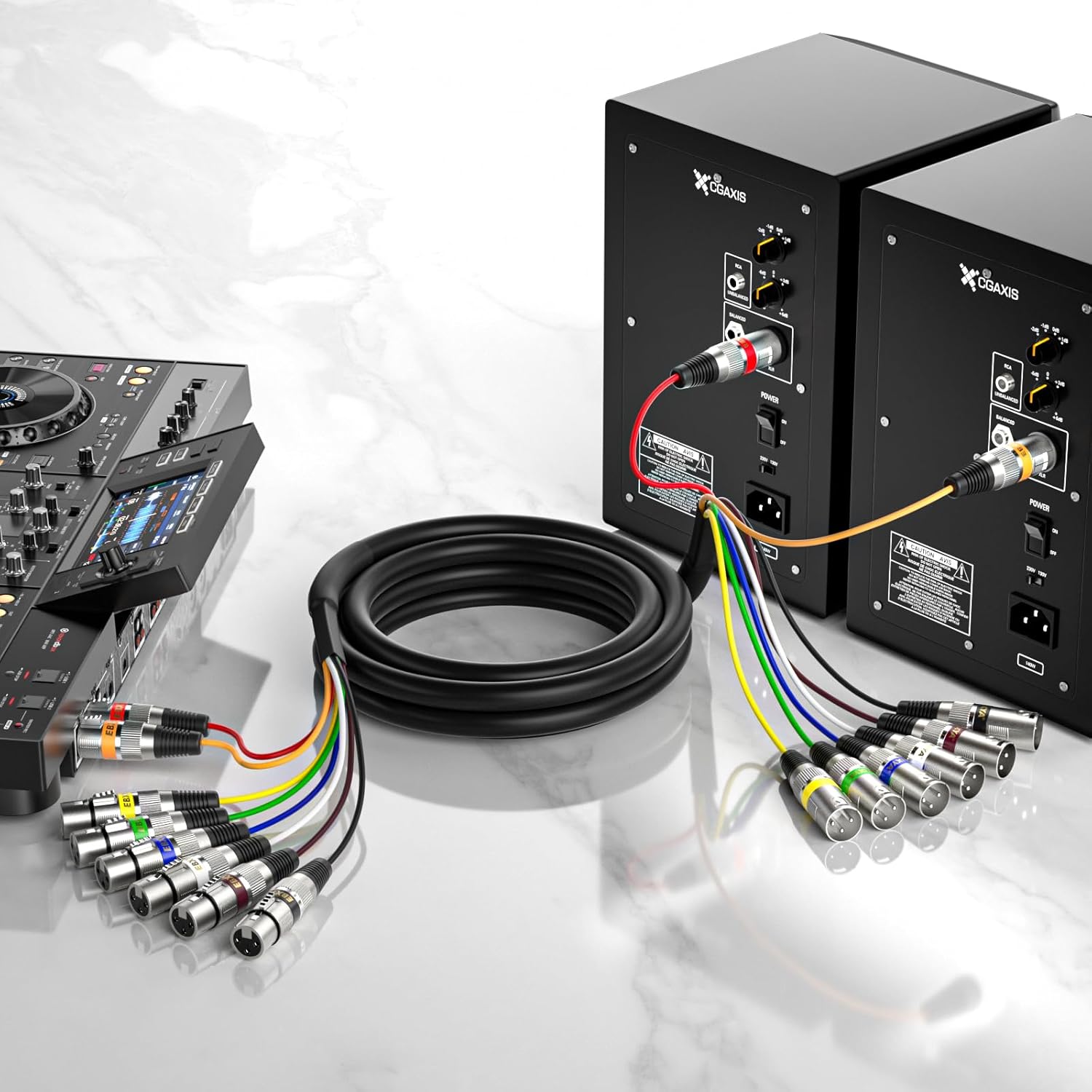 EBXYA 20 Feet XLR Snake 8 Channel - 8 Colored XLR Male to Female Cables, Recording Snake for Live, Recording, Studios