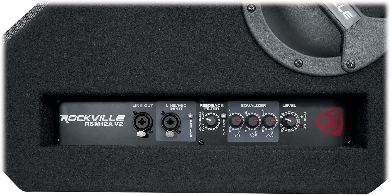Rockville RSM12A V2 1000W 2-Way Powered Stage Monitor Speaker, 12