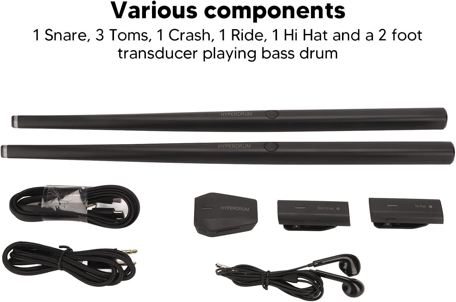 Virtual Reality Drum Set,Portable Virtual Drum Set,Support MIDI,Electronic Drum Set Parts Drum Sticks*2,Foot Sensor*2,Drum Console*1,Digital Percussion Machine for Beginners Adults