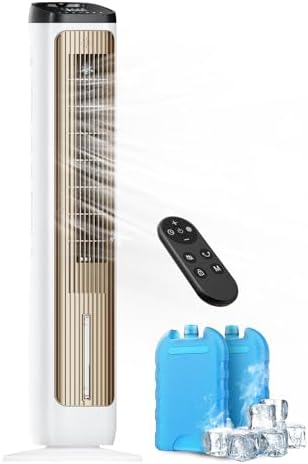 Fans That Blow Cold Air: PNTCK Tower Fans Air Cooler for Bedroom, Office, Small Room - Portable Evaporative Air Cooler with Ice Packs, 12H Timer, 3 Speeds, 4 Modes, 20FT Remote, 80° Oscillating