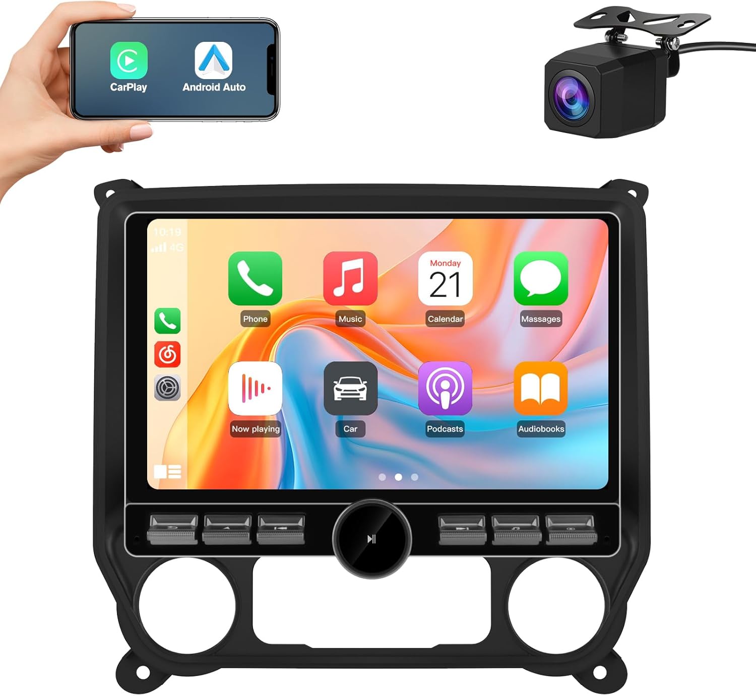 AWESAFE 10.6 Inch Car Radio Stereo Qualcomm [4+64GB] for Chevy Silverado GMC Sierra 2014-2018 Android 13 Head Unit with CarPlay Android Auto