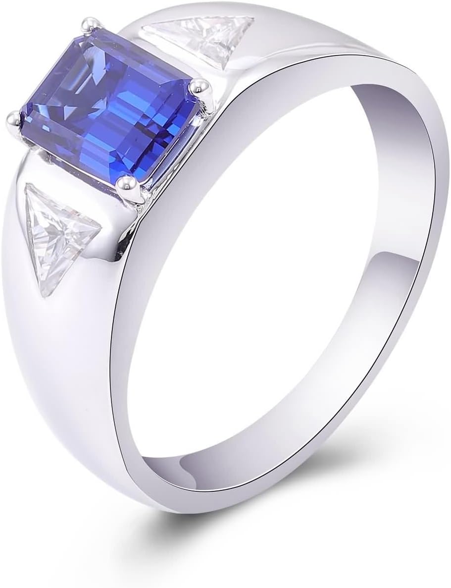White Gold Wedding Band for Women, Vintage Engagement Ring Lab Created Sapphire Geometric Jewelry 9/14/18K Gold/Platinum Gift for Wife