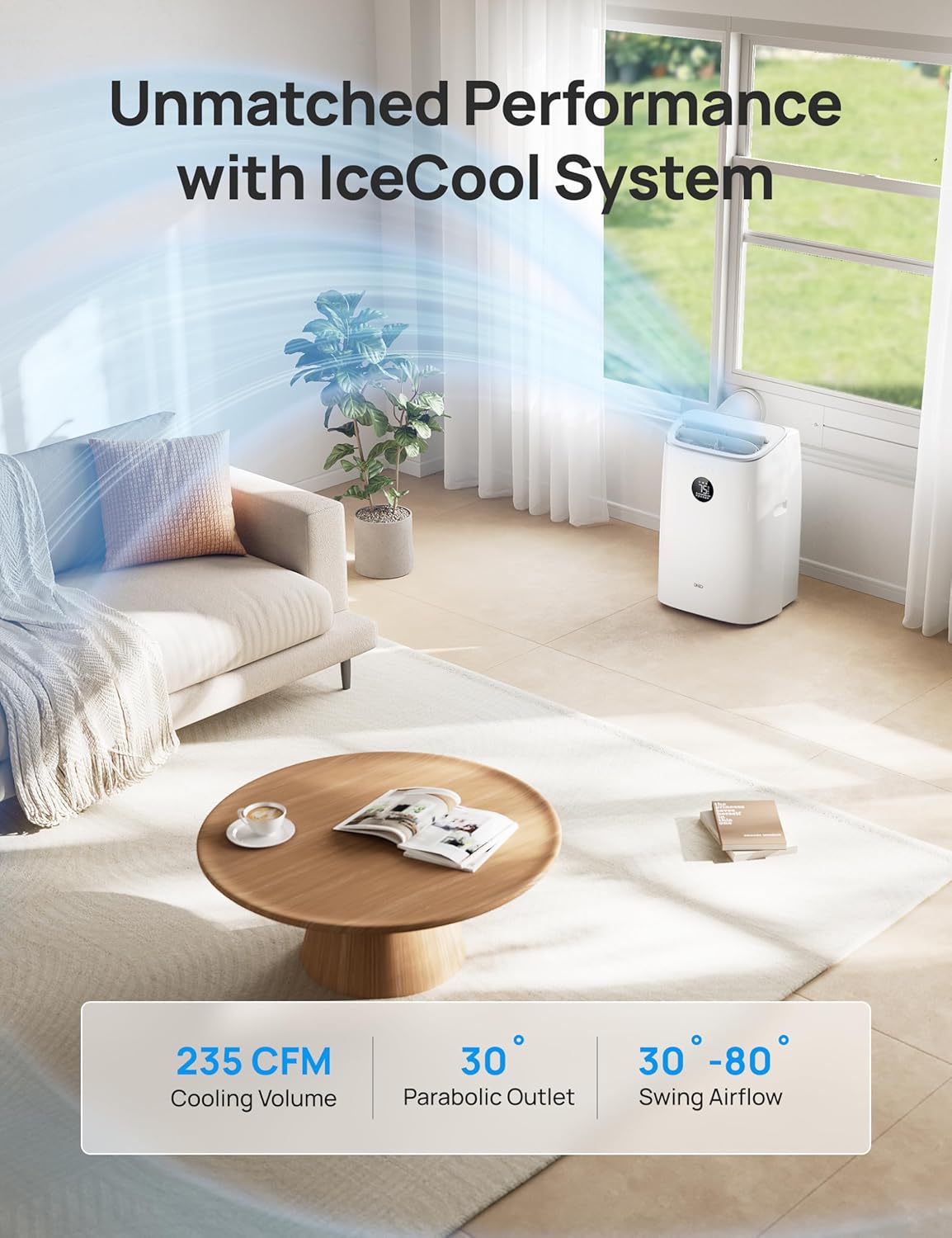 Dreo Portable Air Conditioners, 10,000 BTU Air Conditioner for Bedroom with Drainage-free Cooling, 45dB Quiet, APP/Voice/Remote, 24h Timer with Fan & Dehumidifier, Smart AC Unit for Room Indoors